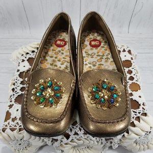 BC Footwear Gold Embellished Loafers